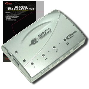 USB 2.0 4 Port Hub with PSU - Silver