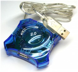 USB 2.0 4 Port Hub - Blue