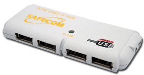 4 Port Ultra Slim USB 2.0 Hub with PSU - White