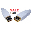 USB 2.0 Extension Cable - Gold Plated - 1.8M White